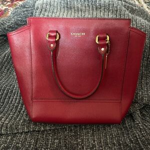 Bright red Coach handbag